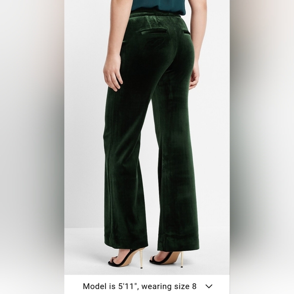 Express, NWOT Editor Super High Waisted Velvet Flare Trouser Pant Sz 6R - Picture 4 of 13